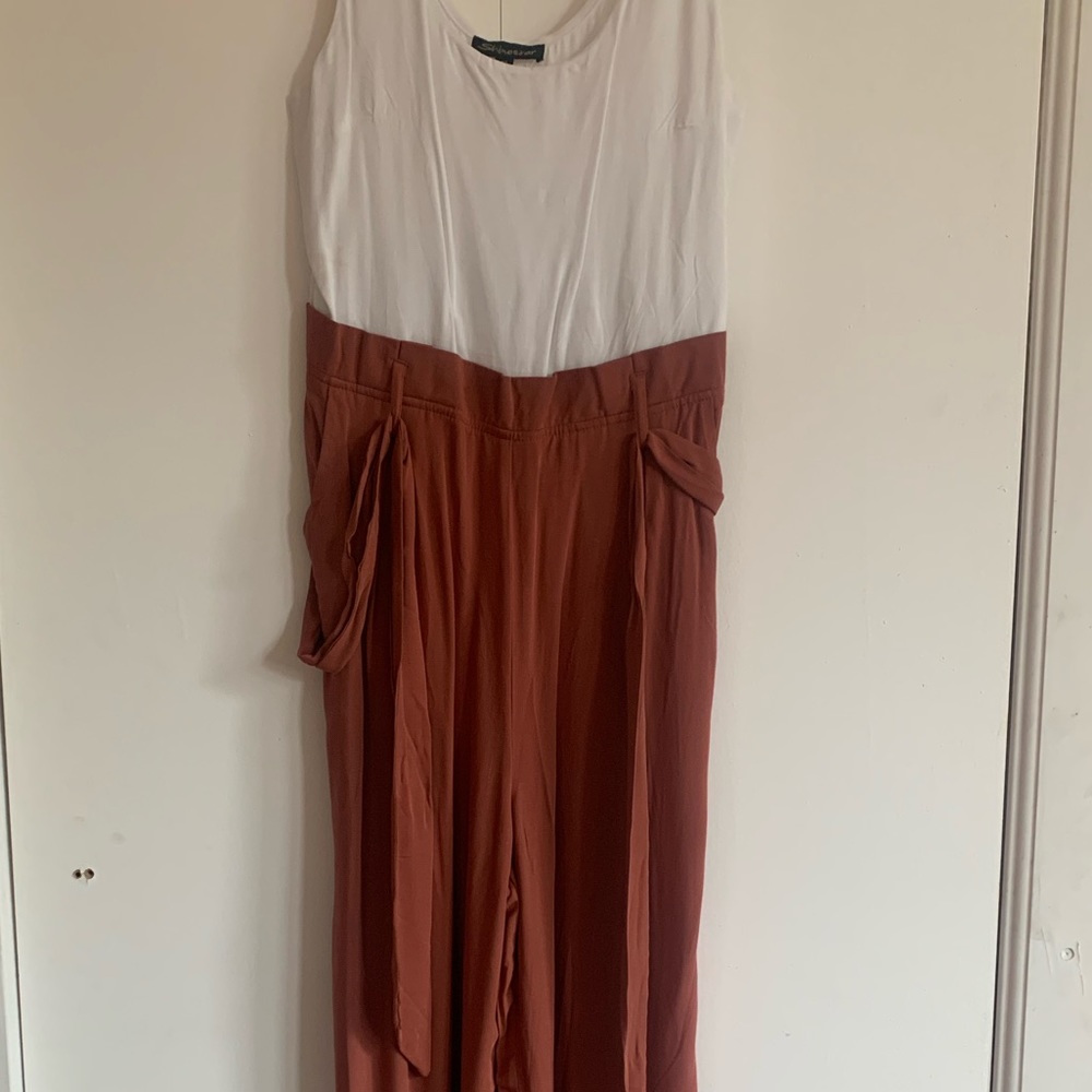 White & Mauve Long Pantsuit